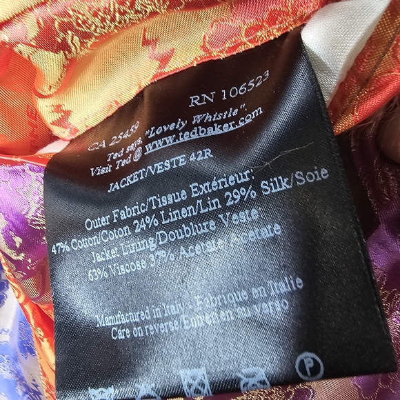 Ted Baker London Linen Silk Plaid 2 Button Spring Lovely Whistler Men Jacket 42R - Picture 7 of 11